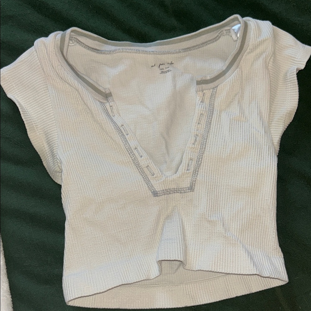 Women's Cream Ribbed Top